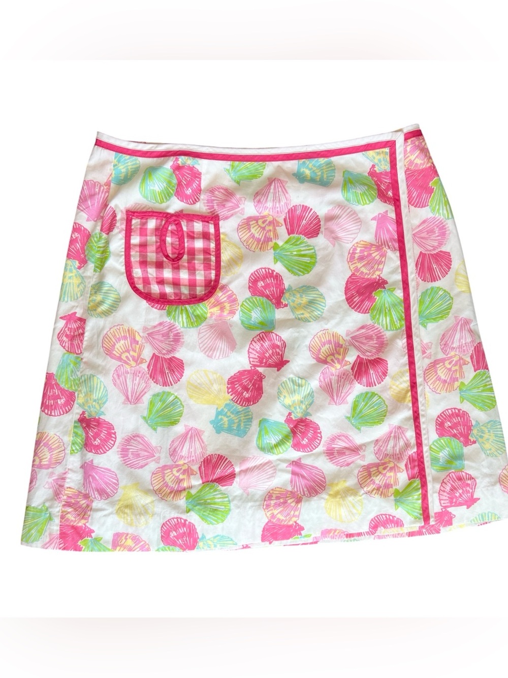 Lilly Pulitzer Women’s Size 8 Seashell Print Wrap Skirt Pink Green Cotton Skirt